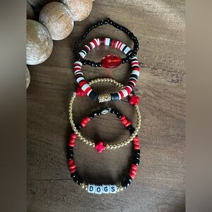 Game Day GEORGIA Bulldogs 4 Piece Red Black Gold Stretch Bracelet Set